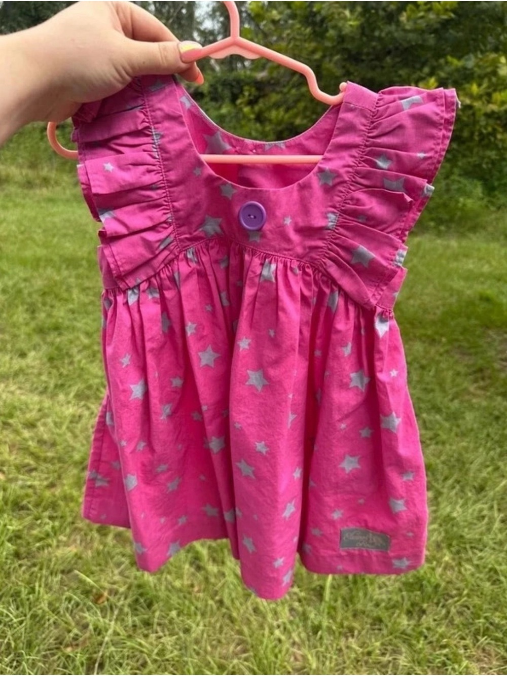 Eleanor Rose Girls Pink Star Print Ruffle Dress - Cute Summer Dress